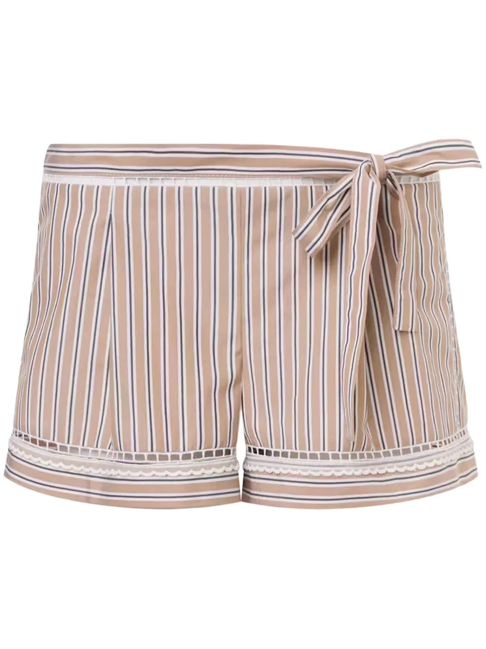 bow-embellished striped mini shorts