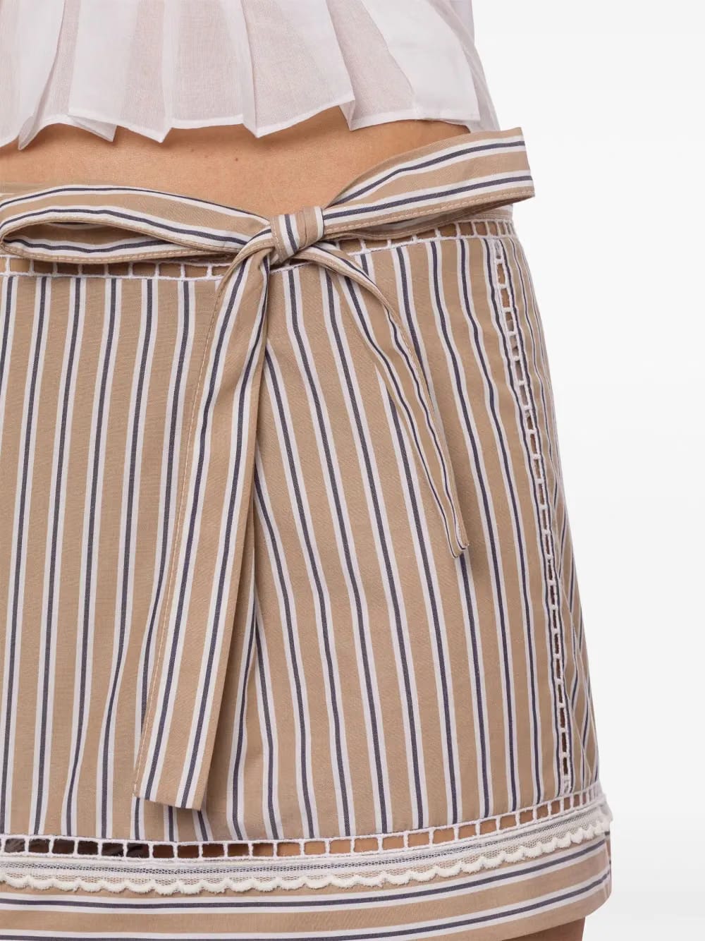 bow-embellished striped mini shorts