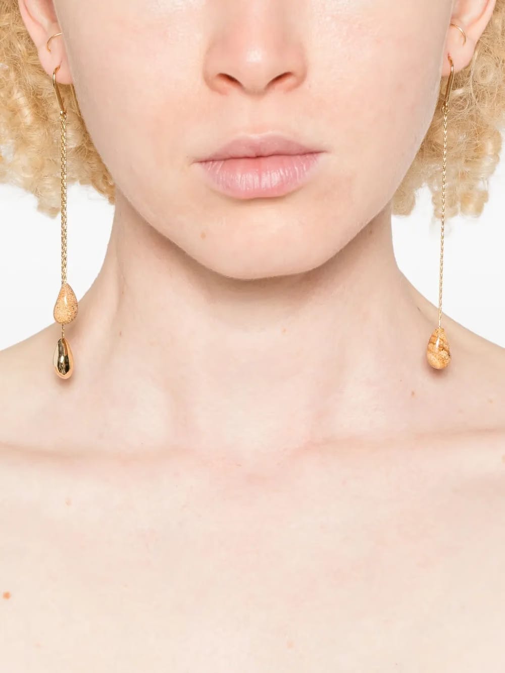 Imala gold-chain stone earrings