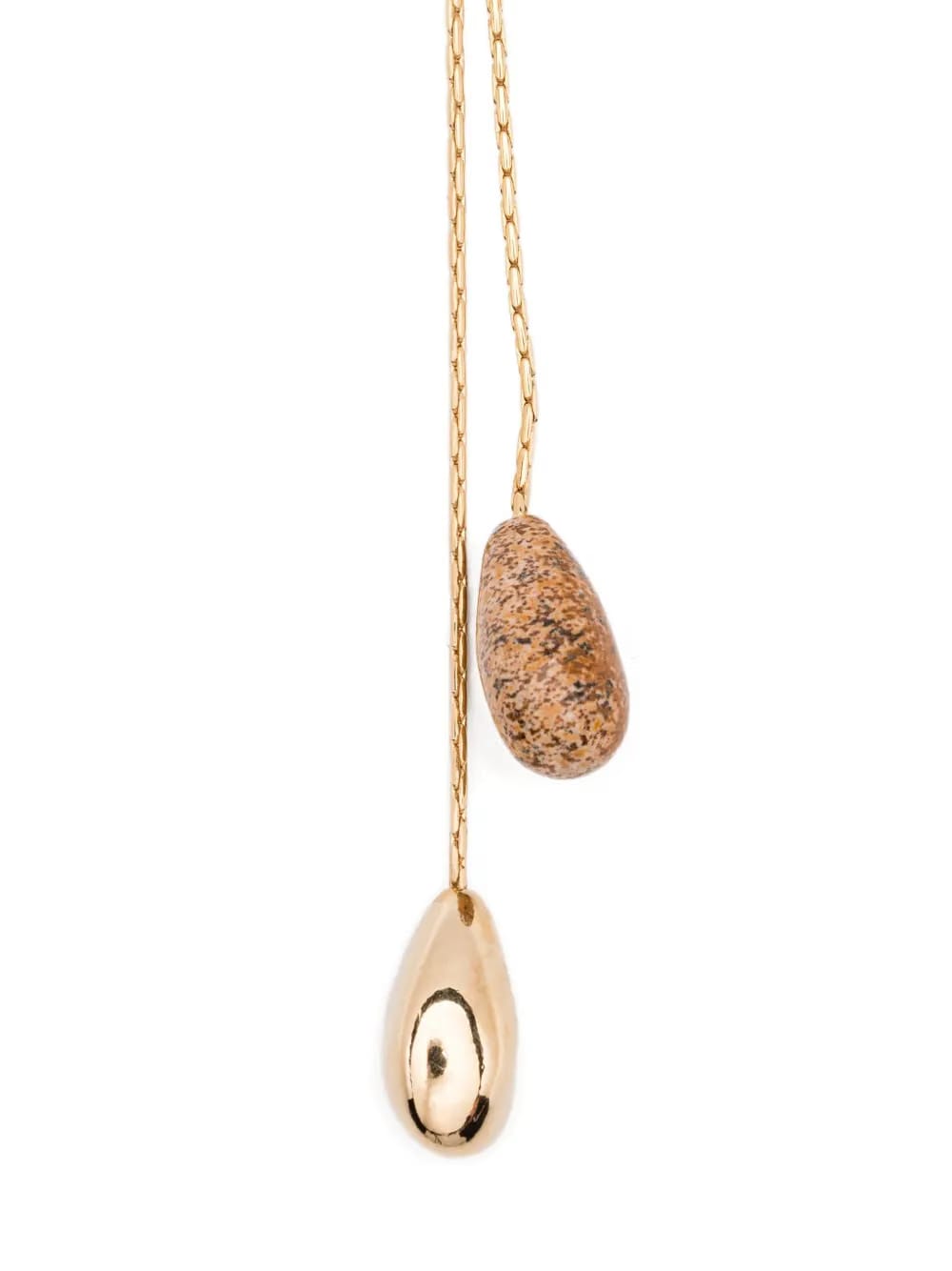 Imala gold-chain stone earrings