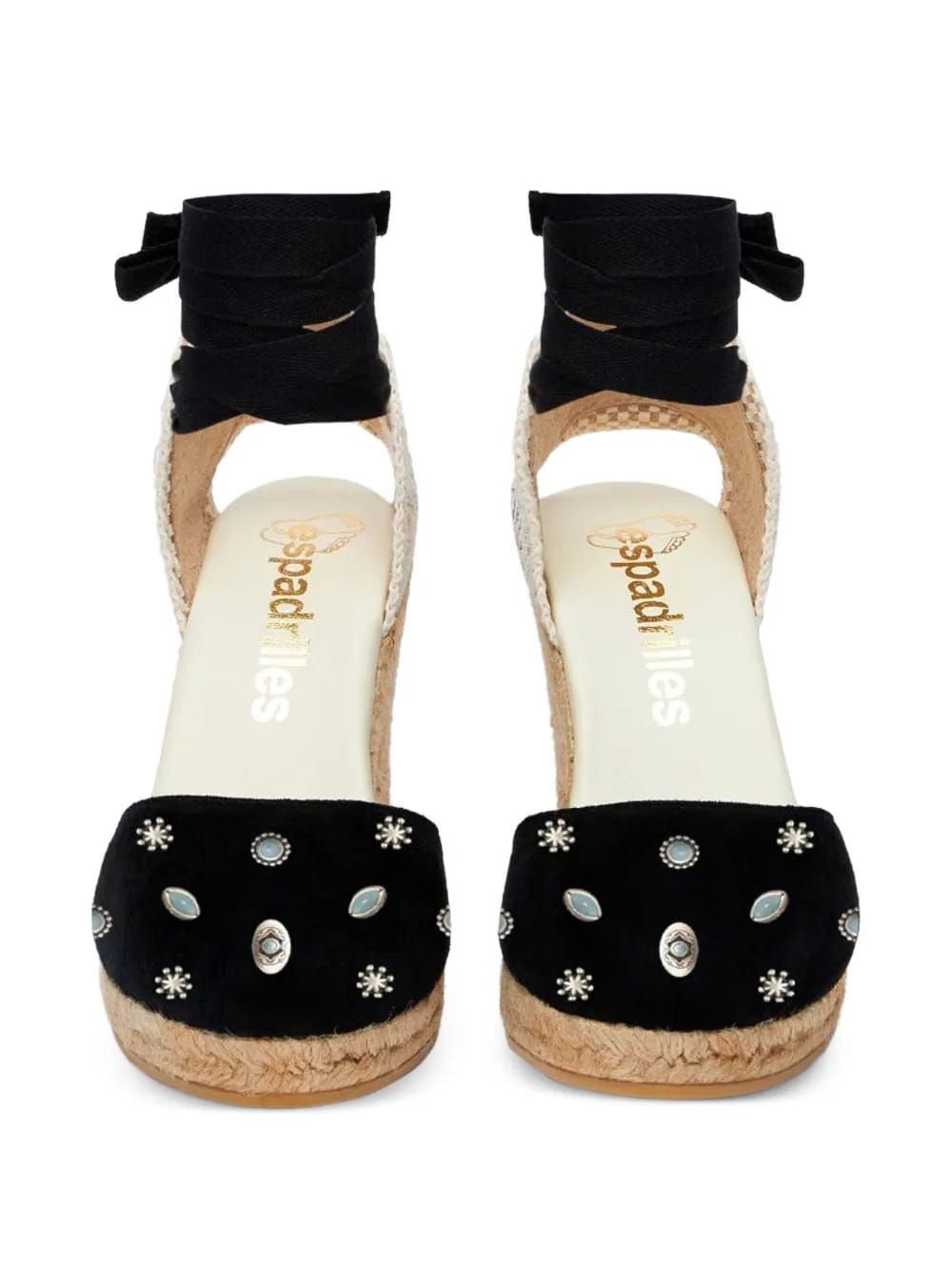 Espadrilles stone-embellished wedge espadrilles