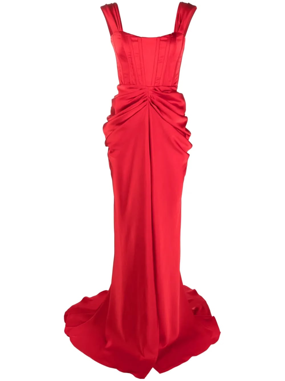 ruched flared gown