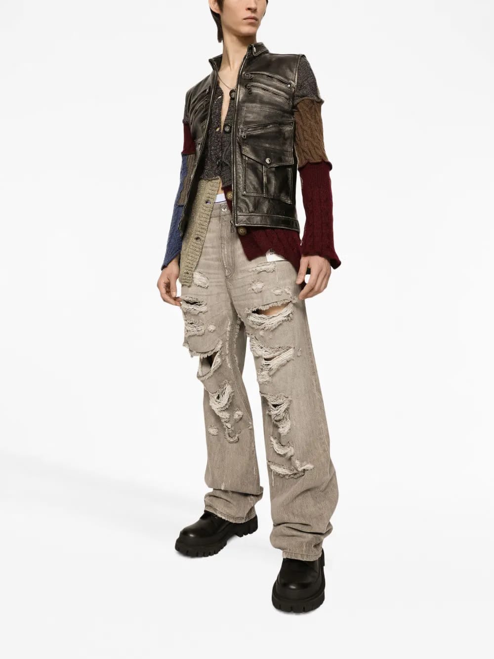 patchwork distressed cardigan