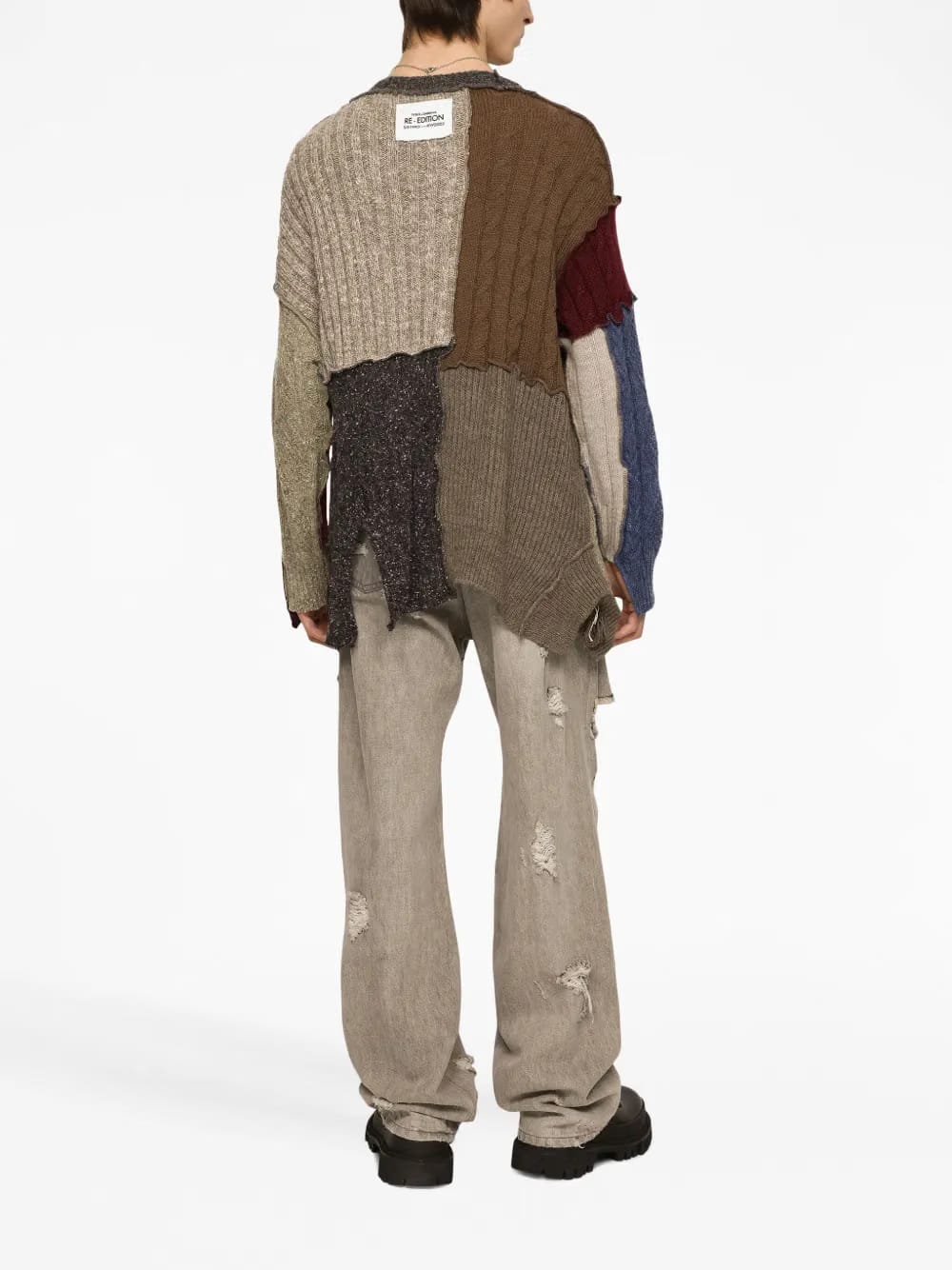 patchwork distressed cardigan