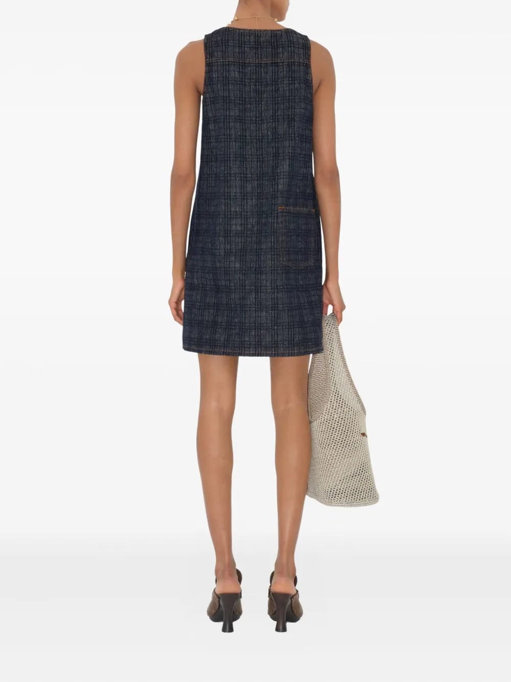 checked denim dress