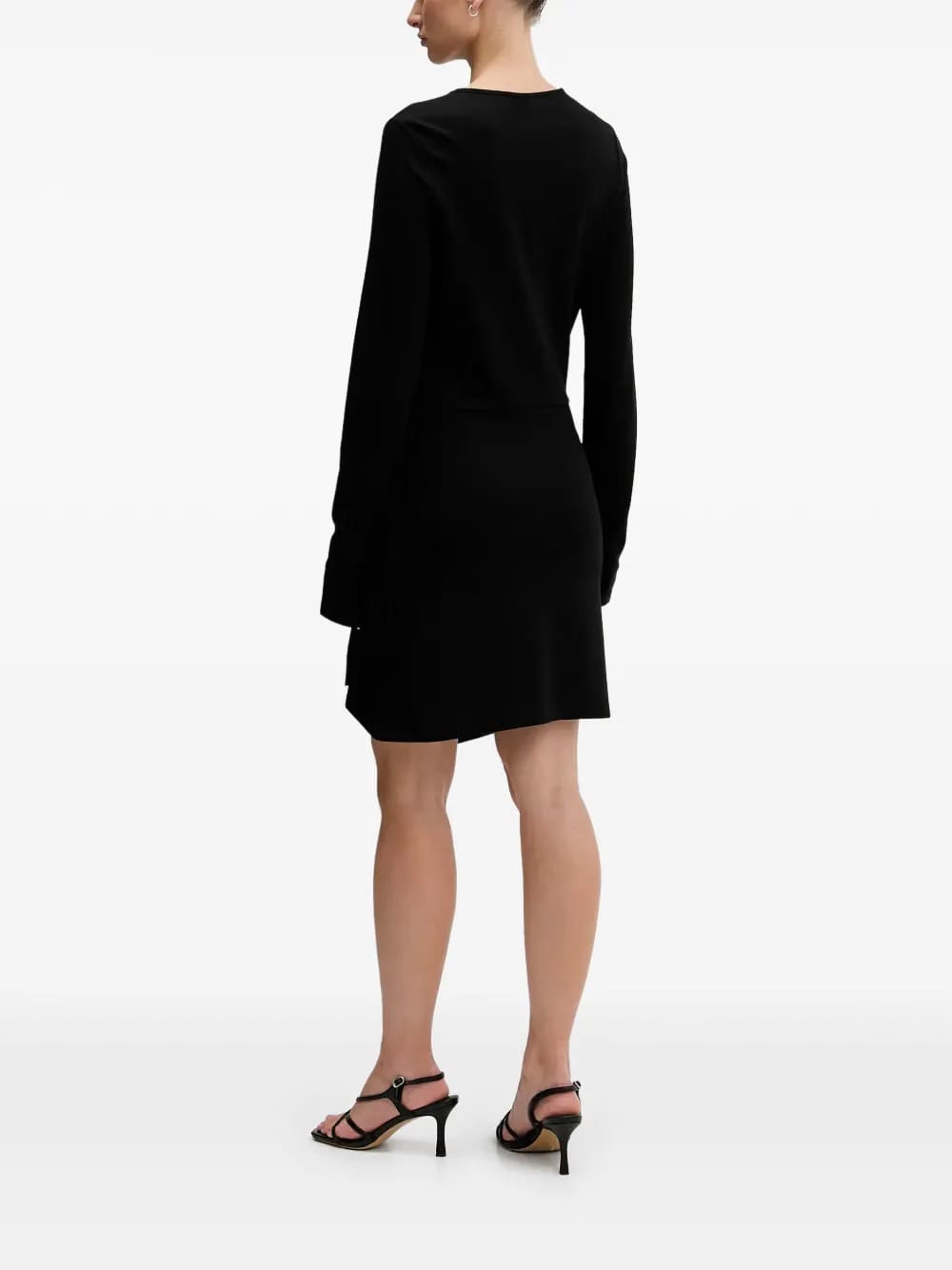 long-sleeve draped mini dress