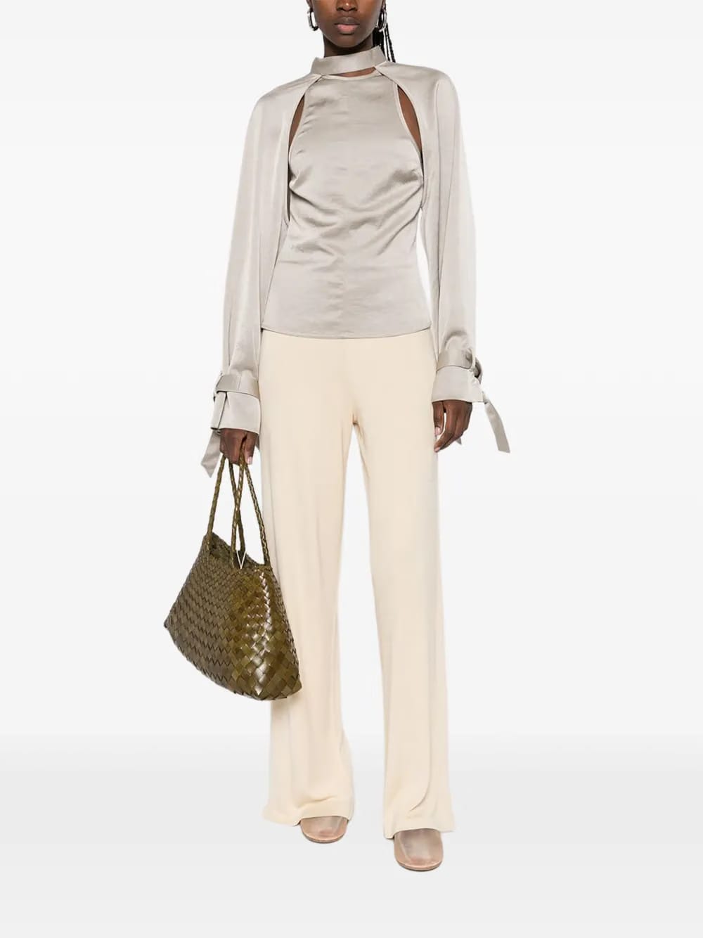 detachable-bolero tie-detail top