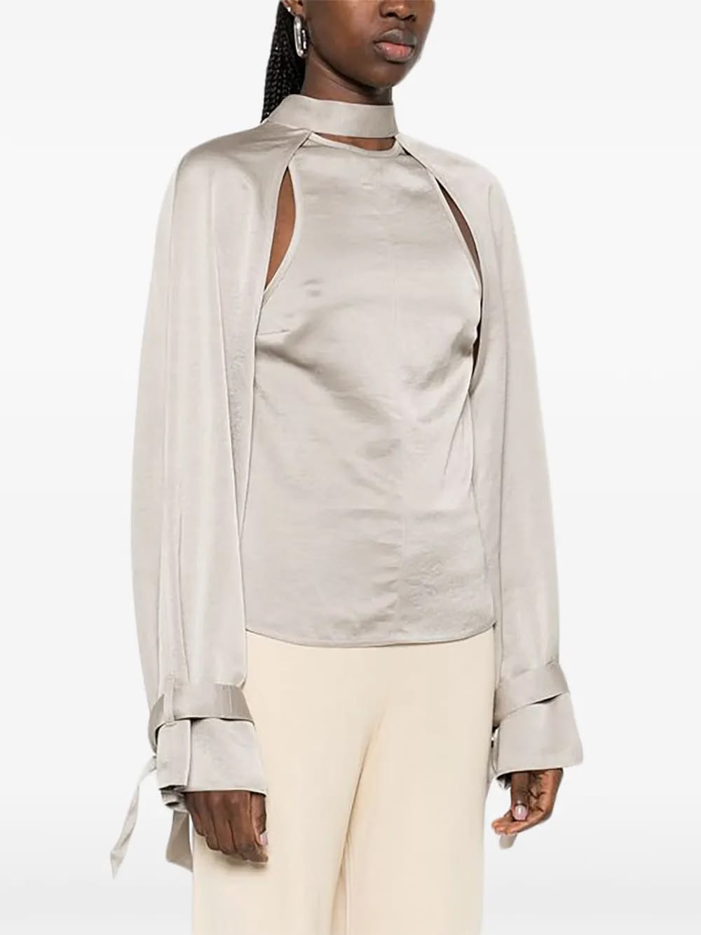 detachable-bolero tie-detail top