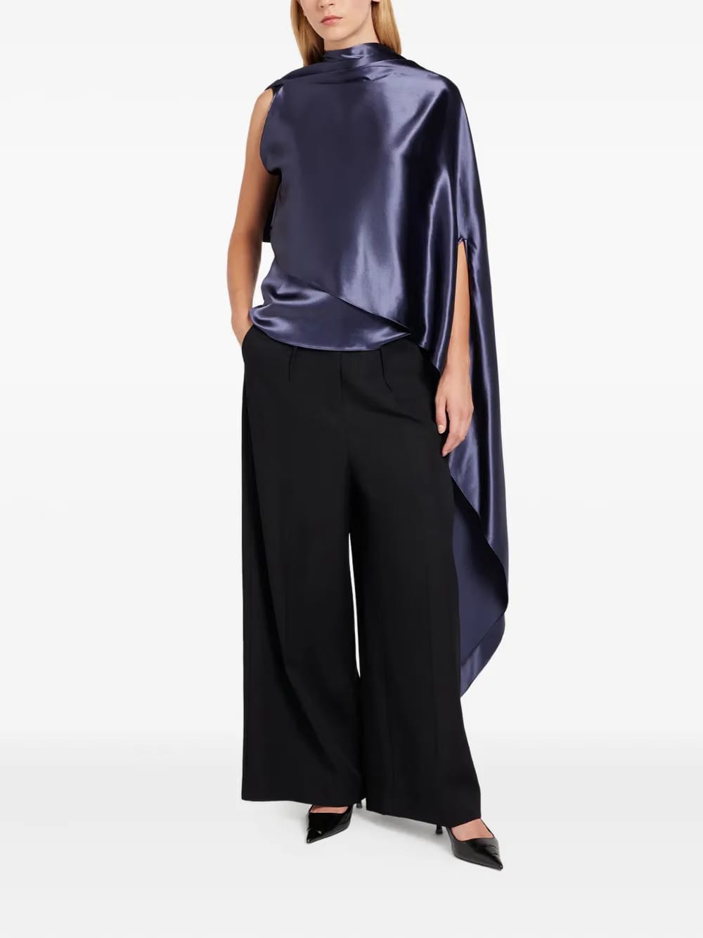 draped satin-effect top