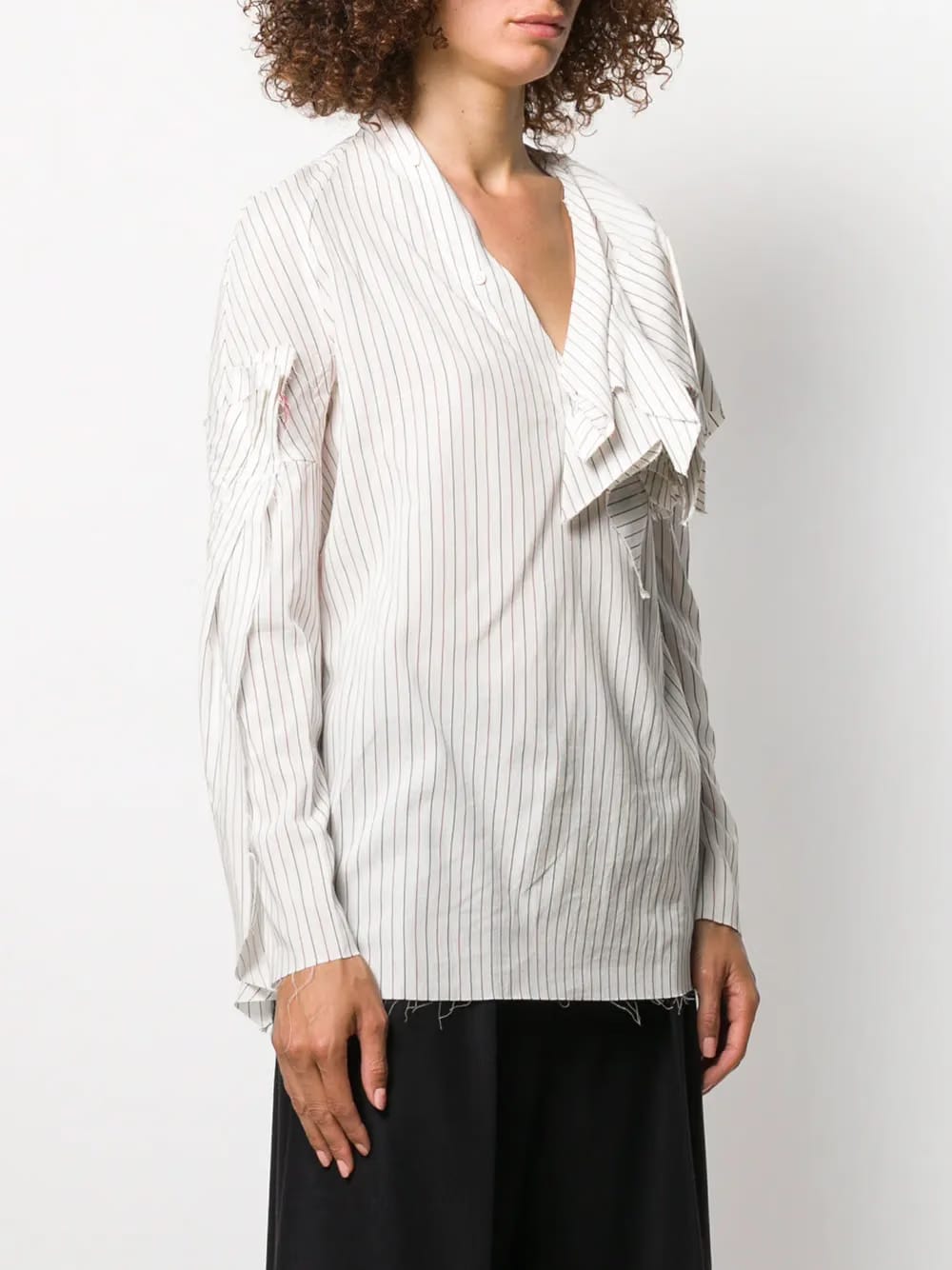 striped raw edge shirt