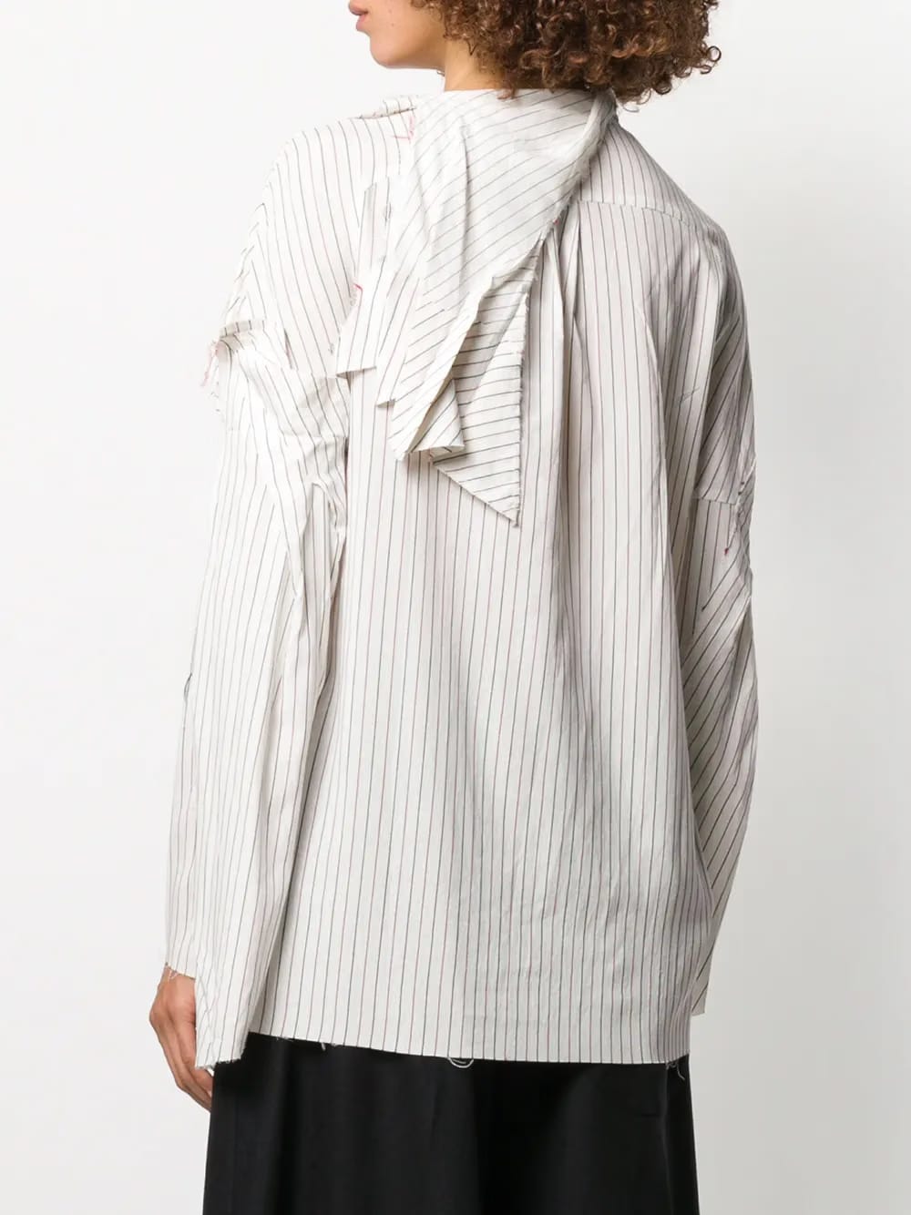 striped raw edge shirt