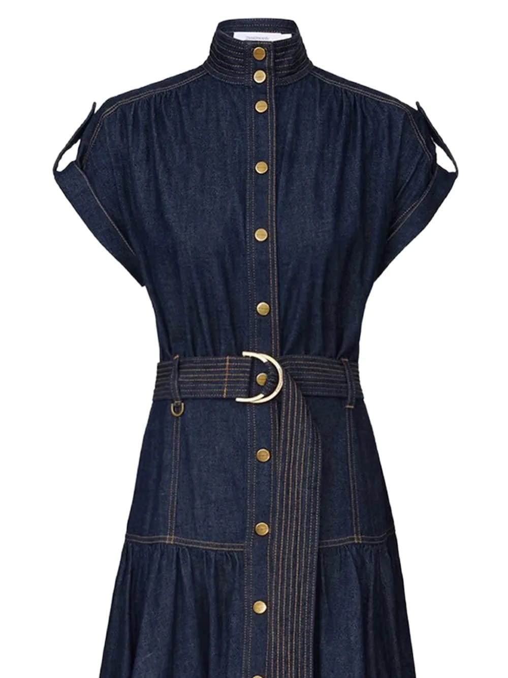 button-up belted midi dress