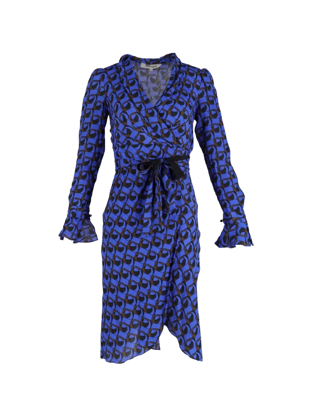 printed wrap-effect midi dress