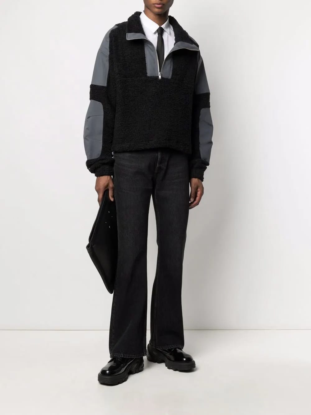 stand-up collar contrast sweatshirt
