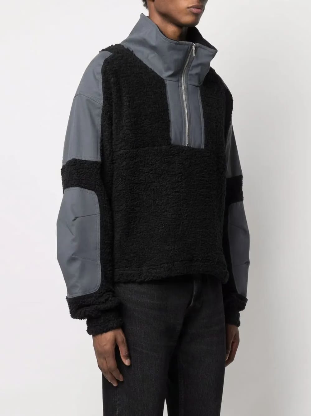 stand-up collar contrast sweatshirt
