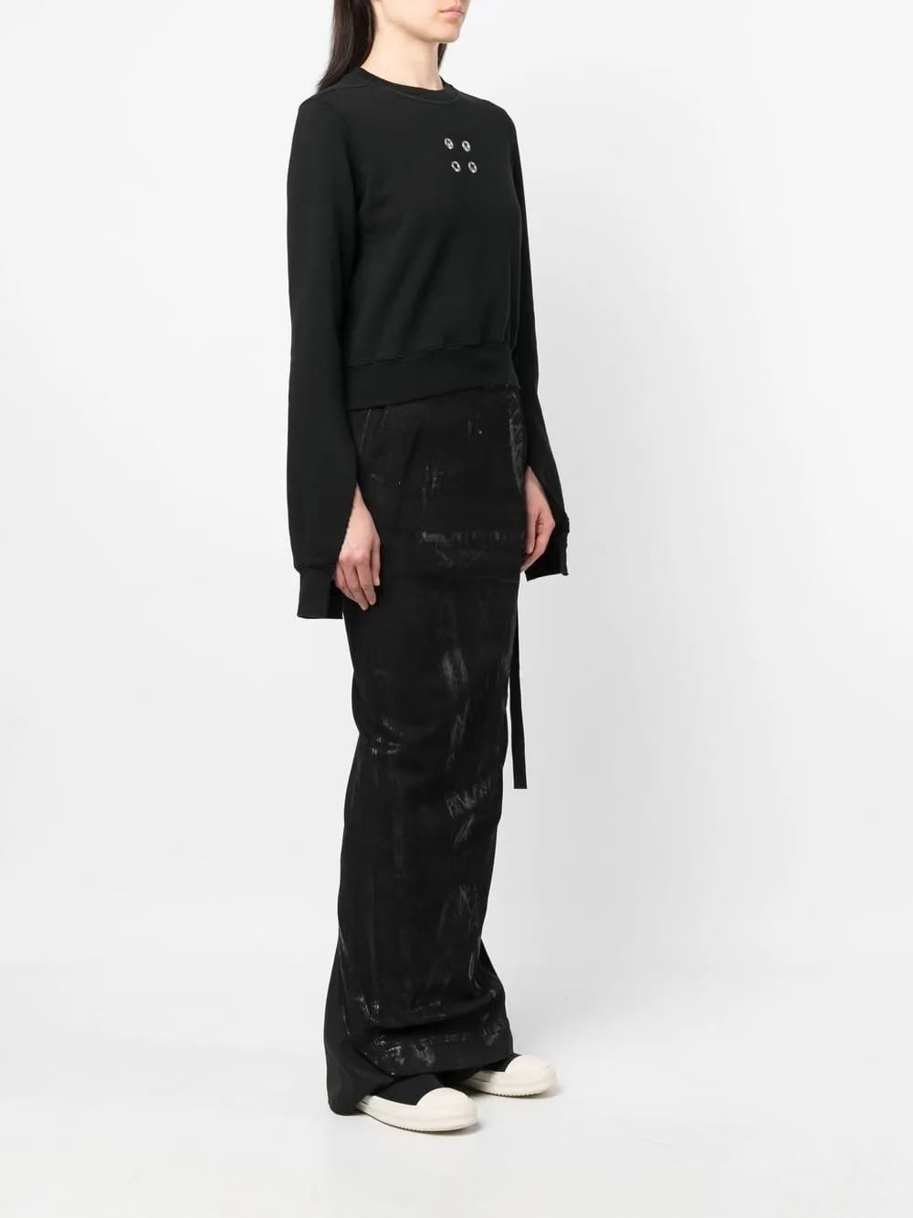 eyelet-embellished cropped sweatshirt