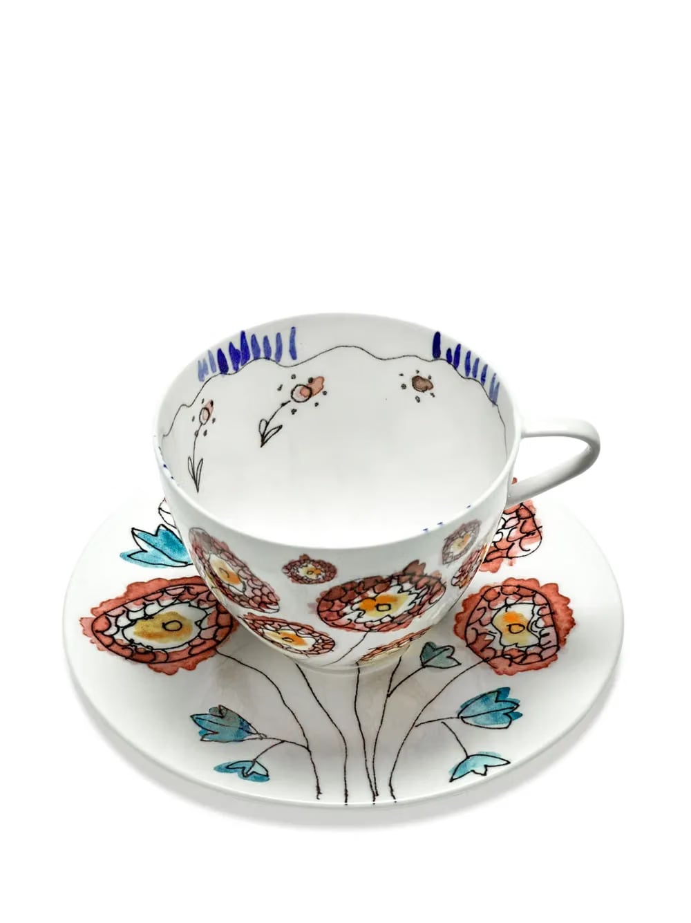 x Marni Midnight Flowers cappuccino cup and saucer (set of two)