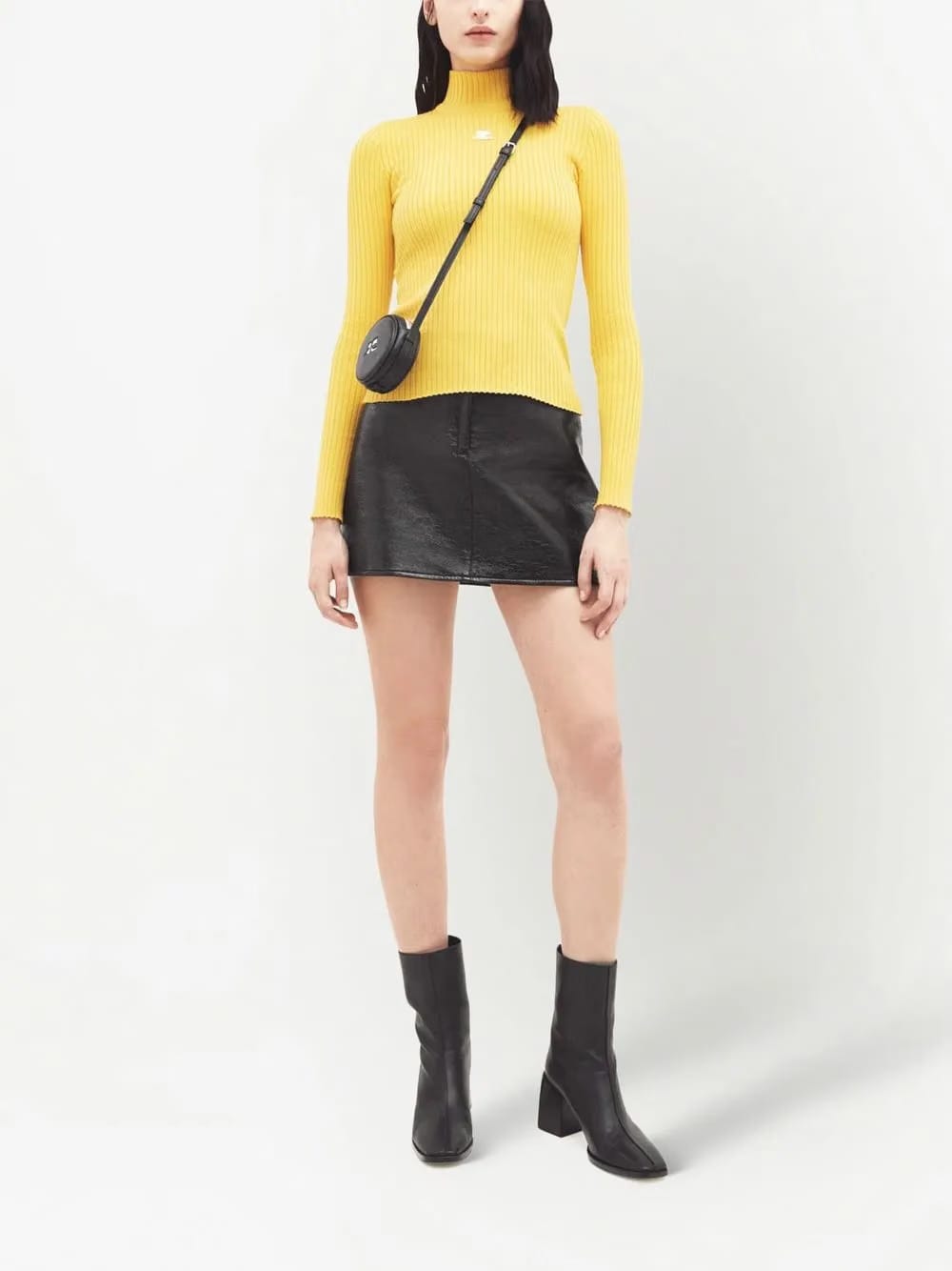 ribbed-knit logo top