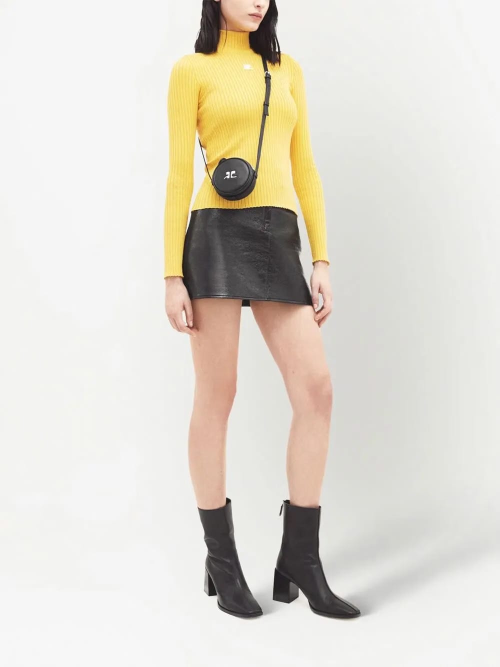 ribbed-knit logo top