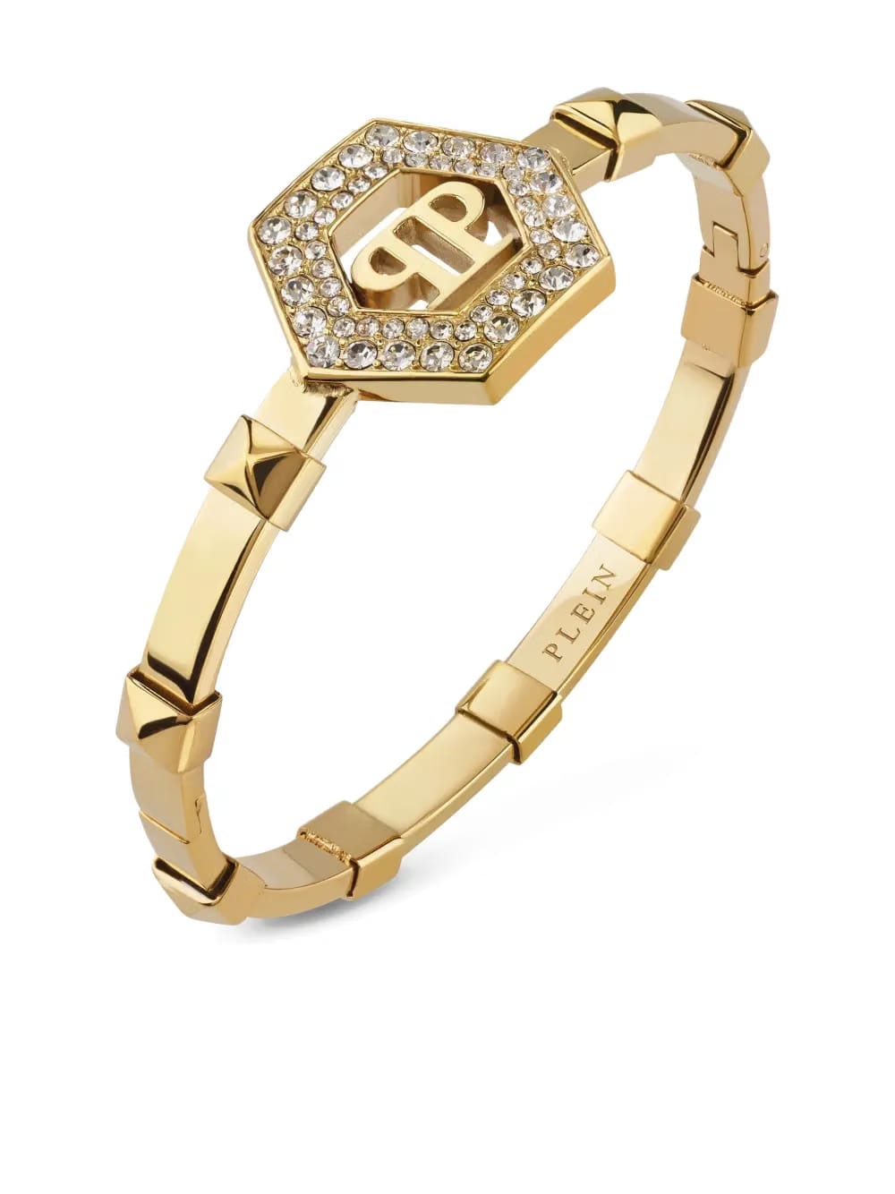 gold crystal logo-detail bracelet