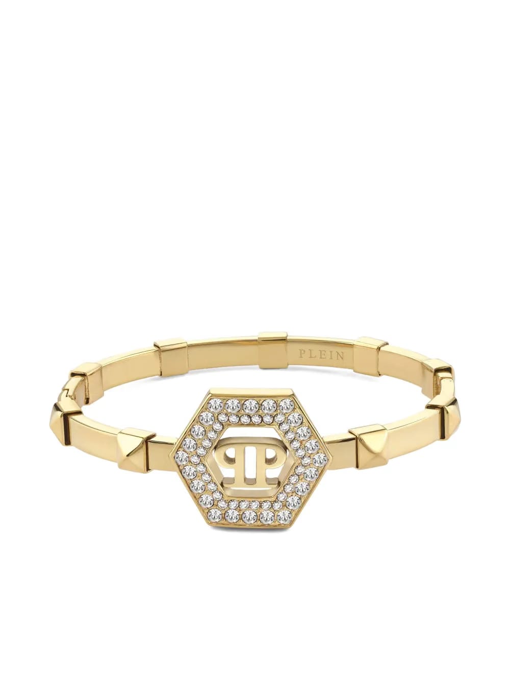 gold crystal logo-detail bracelet