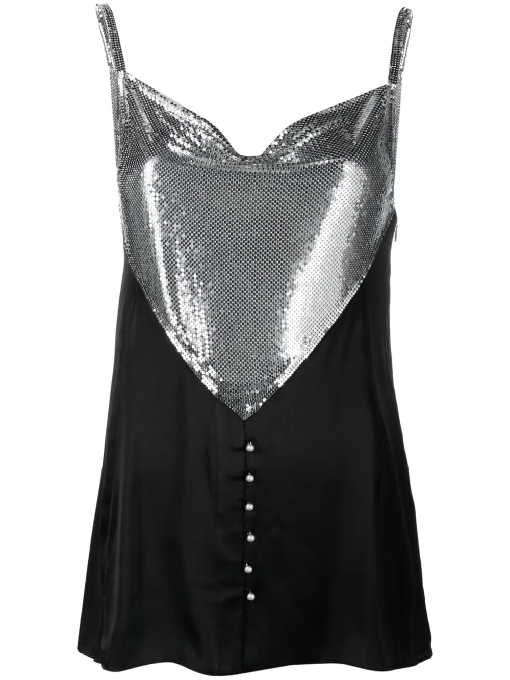 chainmail-panelled cowl-neck vest