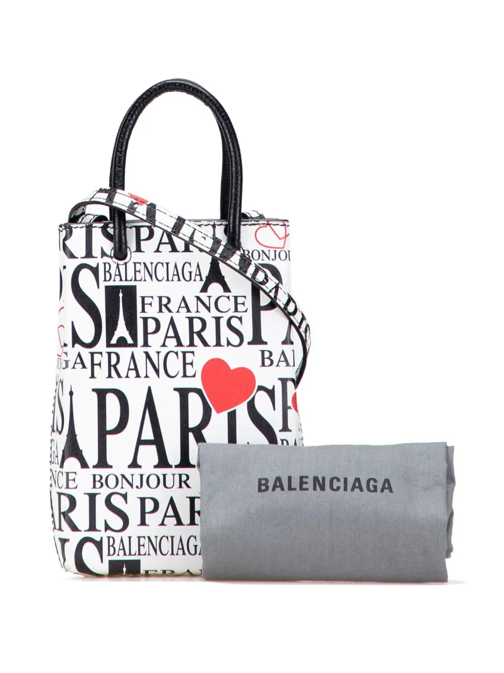 2019 Mini Calfskin Bonjour Paris Shopping Phone Holder satchel