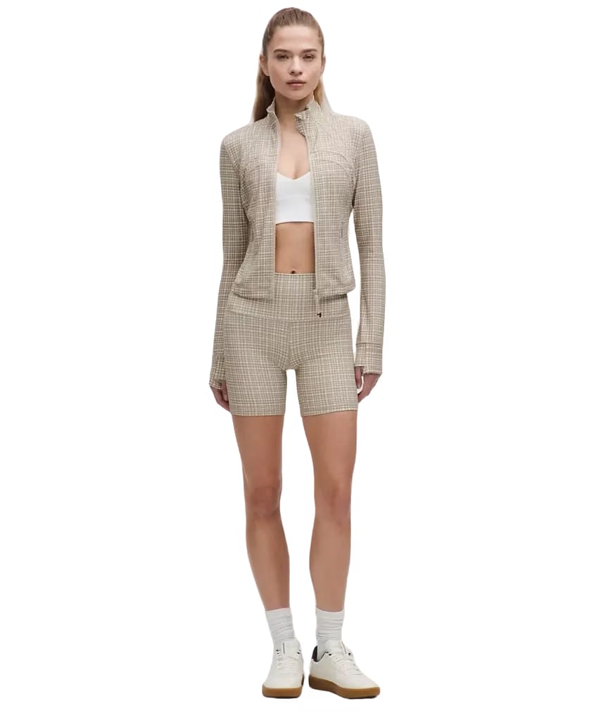 Lululemon Define Cropped Jacket Nulu Glow Grid Light Ivory Multi