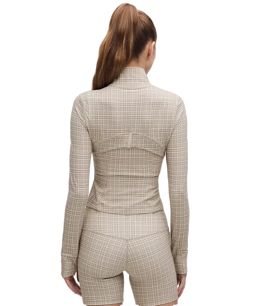 Lululemon Define Cropped Jacket Nulu Glow Grid Light Ivory Multi