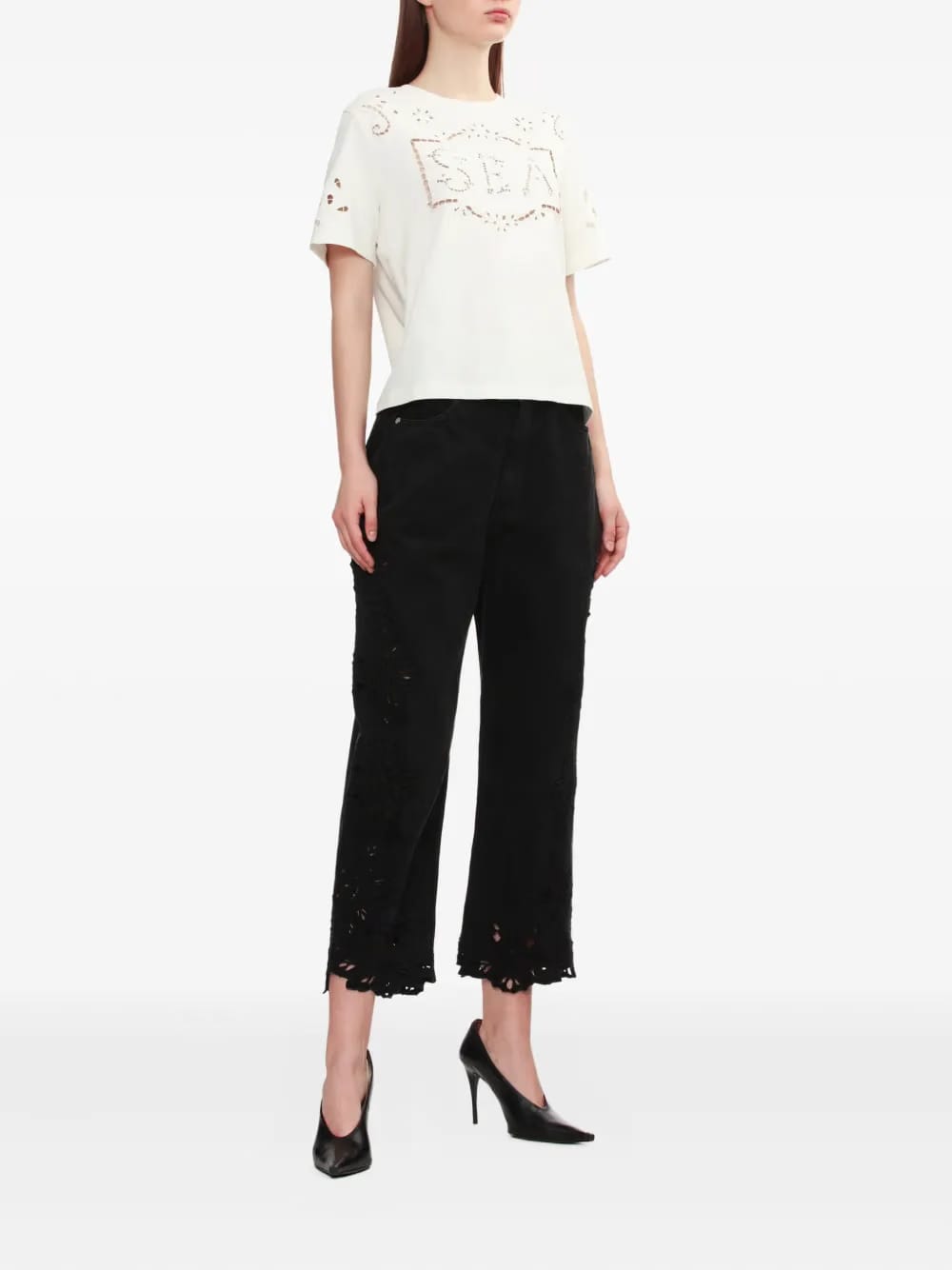 floral-lace jeans