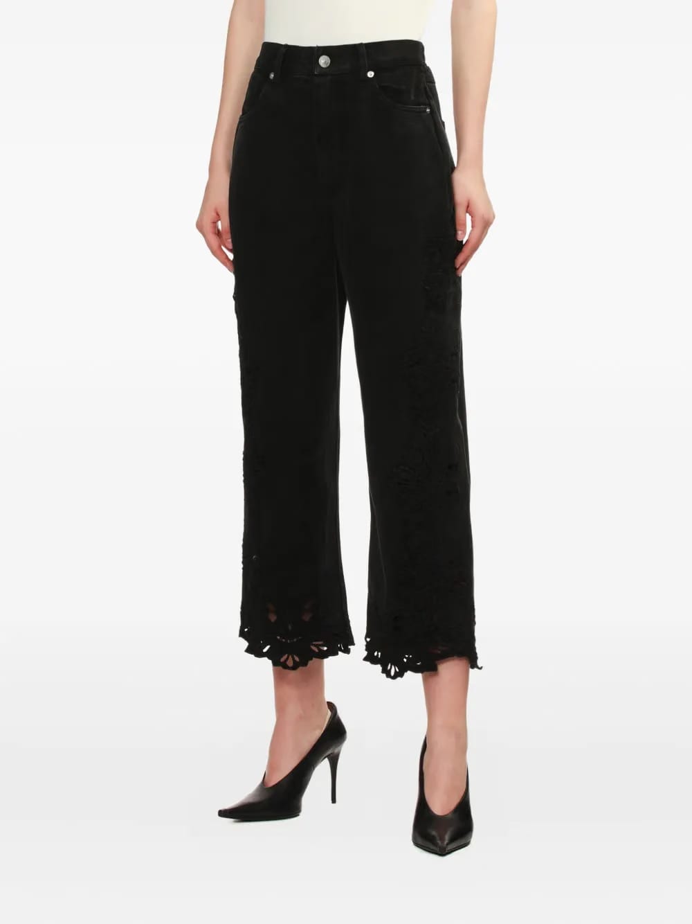 floral-lace jeans