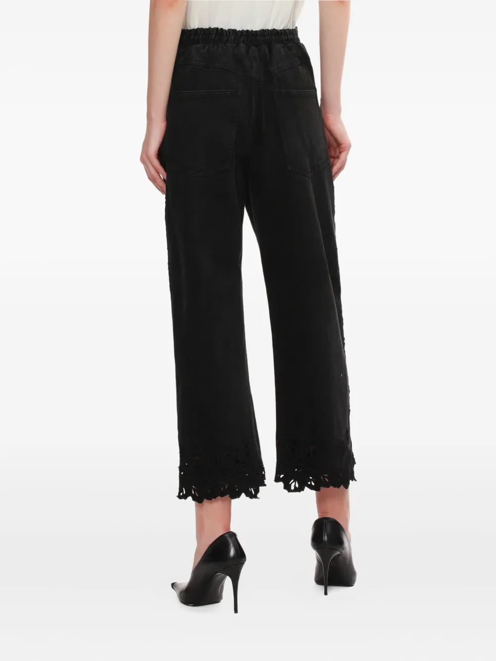 floral-lace jeans