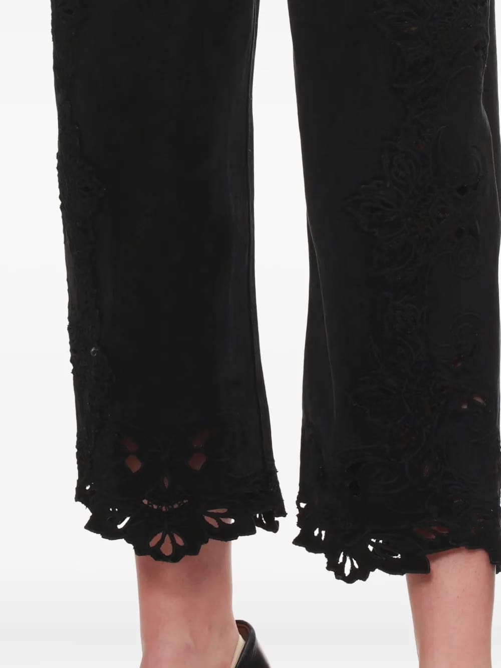 floral-lace jeans