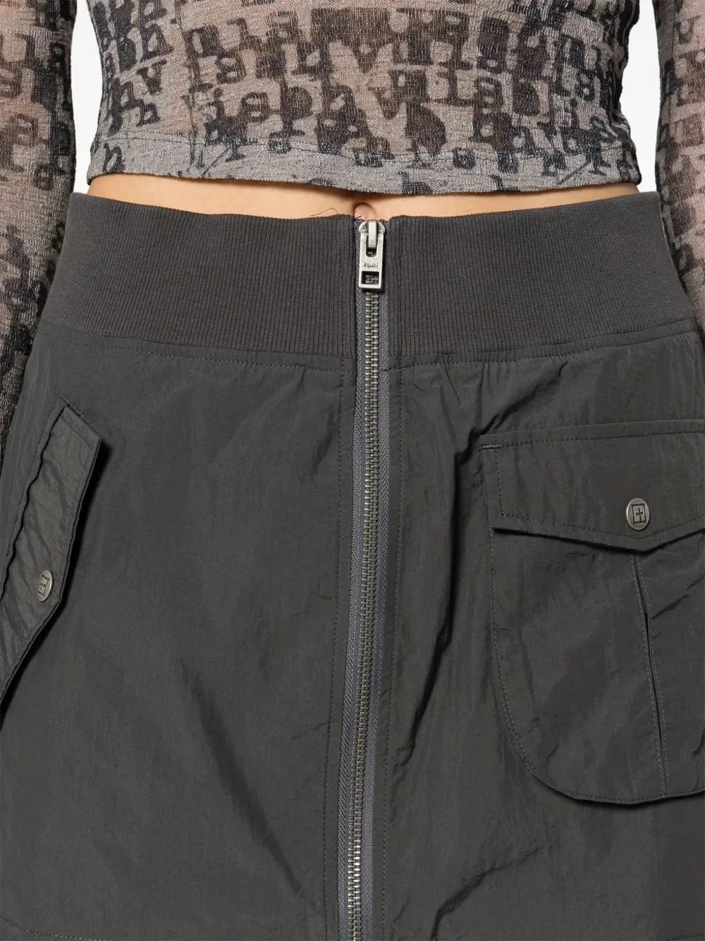 zip-up mini skirt