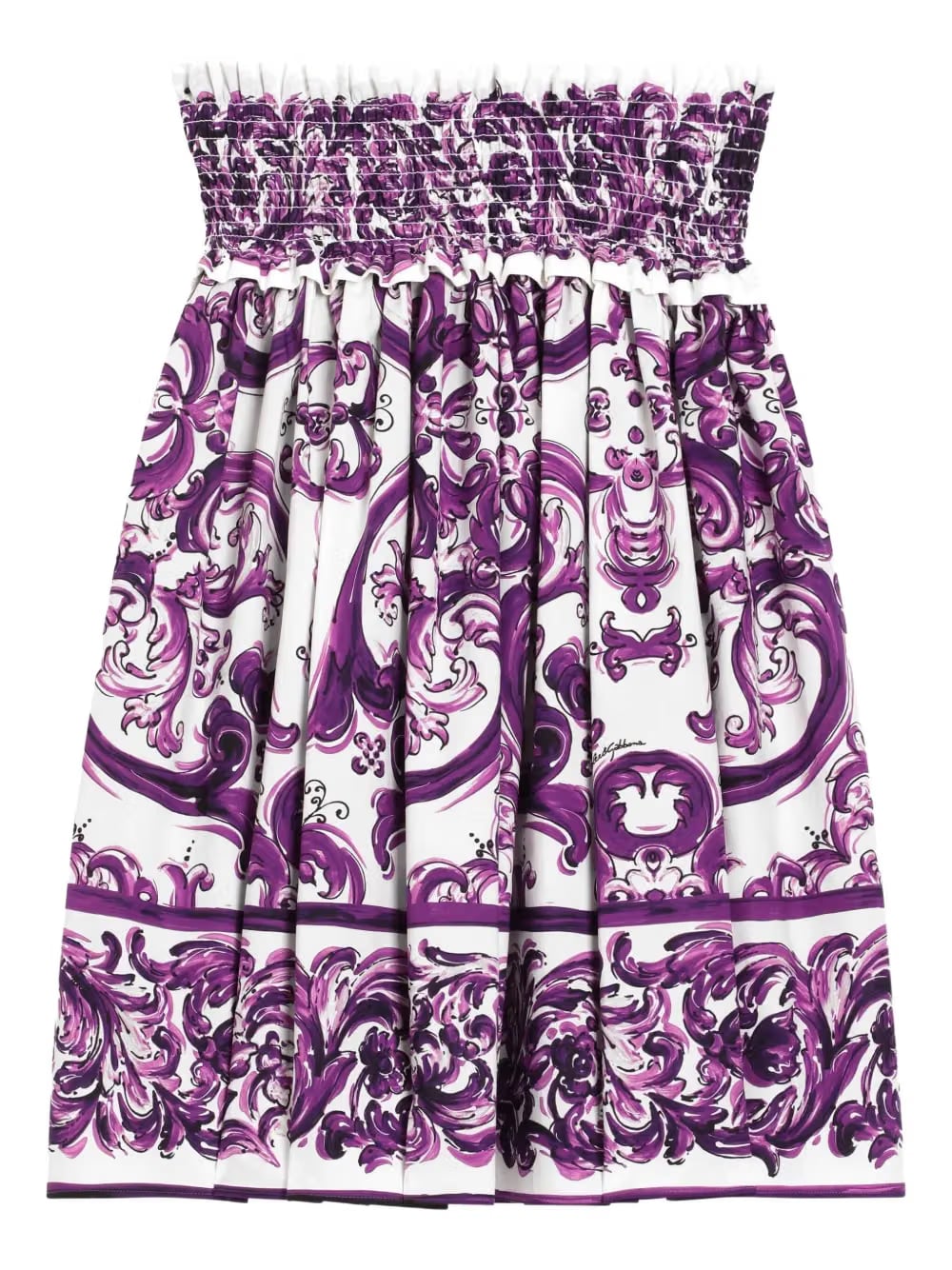 Majolica-print poplin skirt
