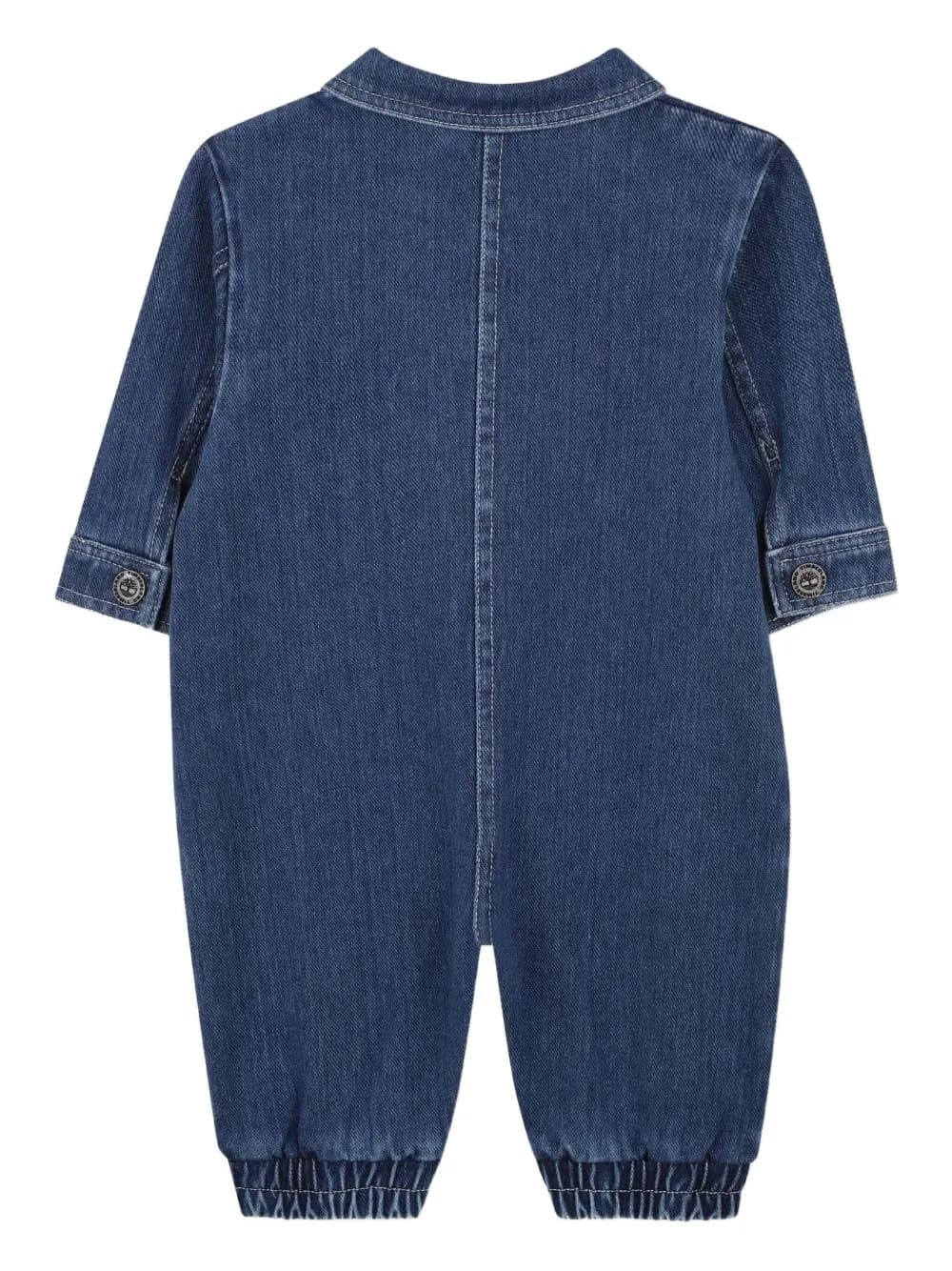 denim patch-pocket romper