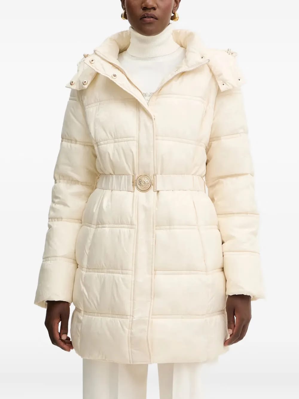 hooded belted coat