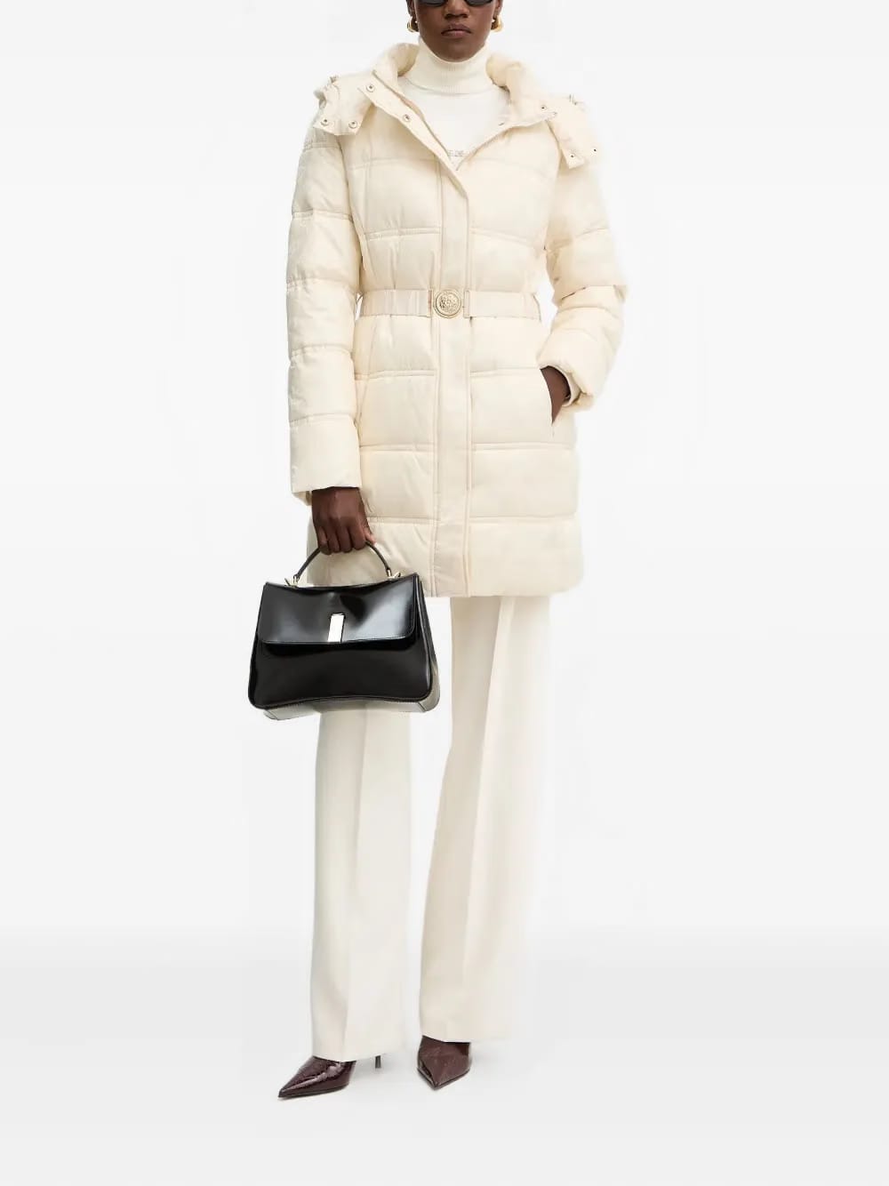 hooded belted coat