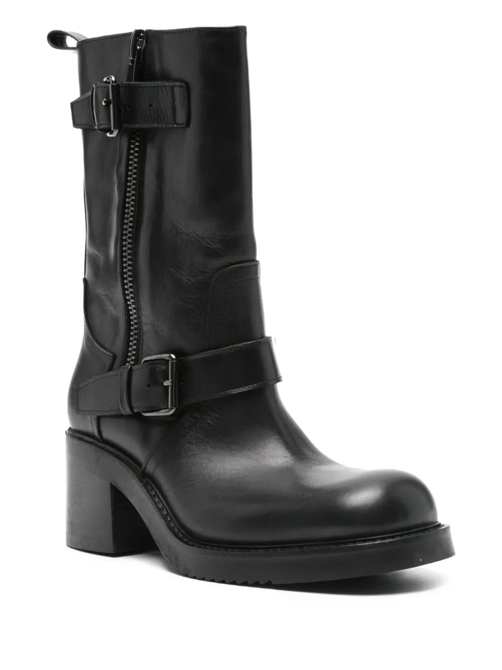 leather zip boots
