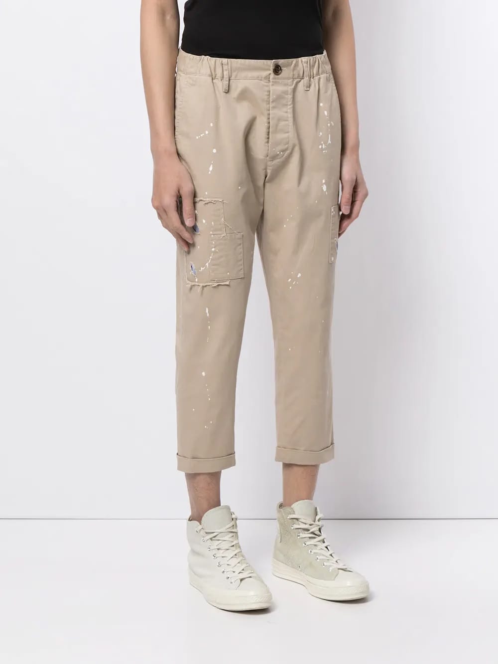cropped paint splatter trousers