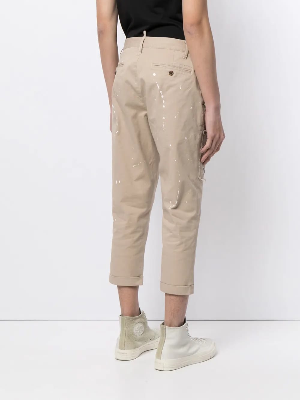 cropped paint splatter trousers