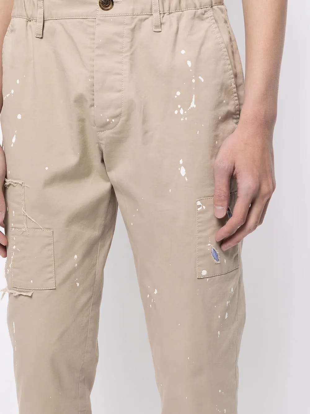 cropped paint splatter trousers