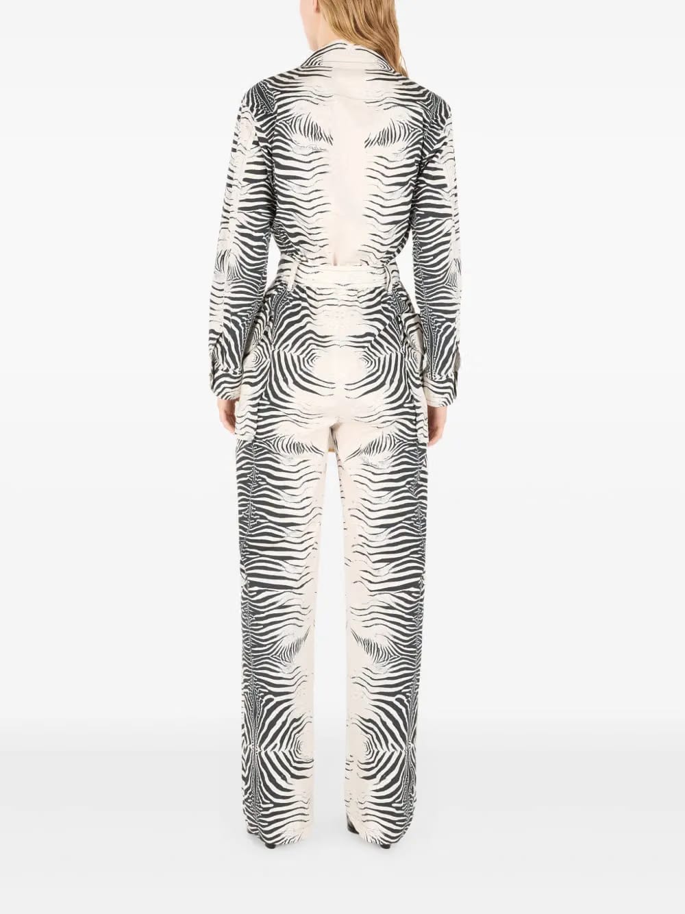 zebra-print jumpsuit