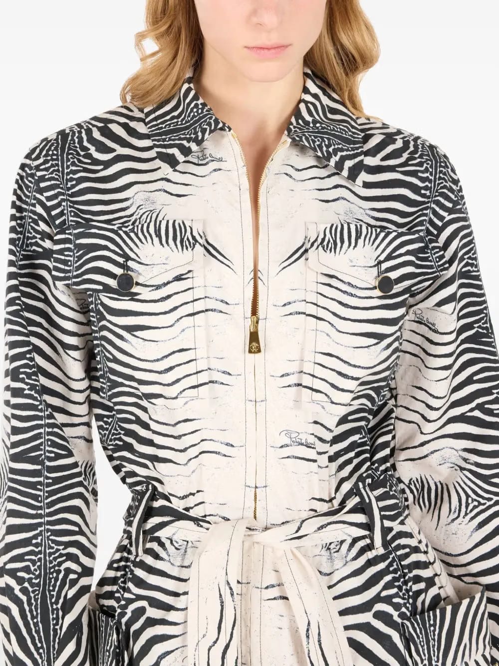 zebra-print jumpsuit