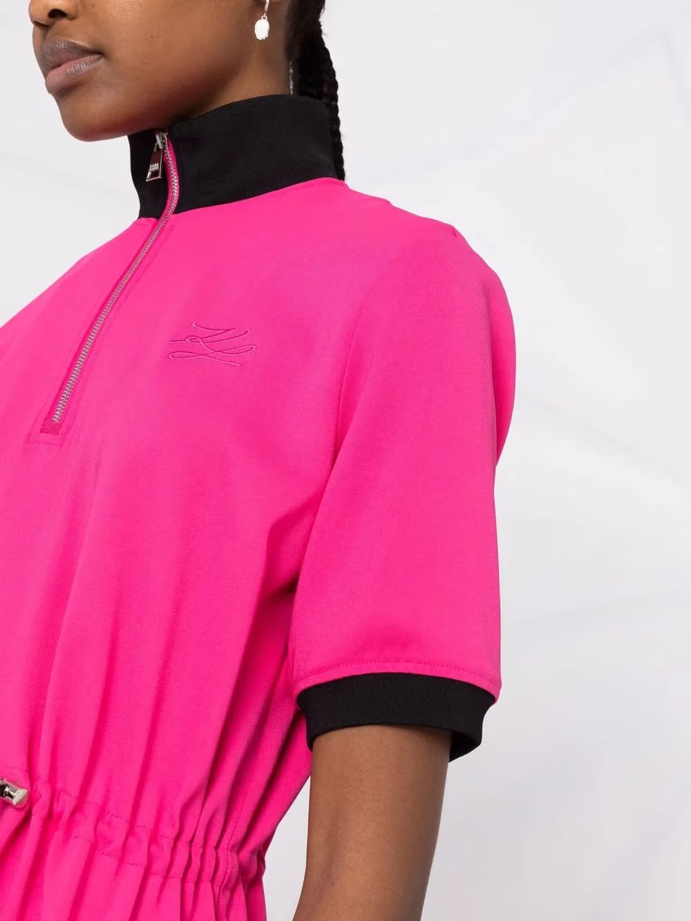toggle-fastening short-sleeve dress