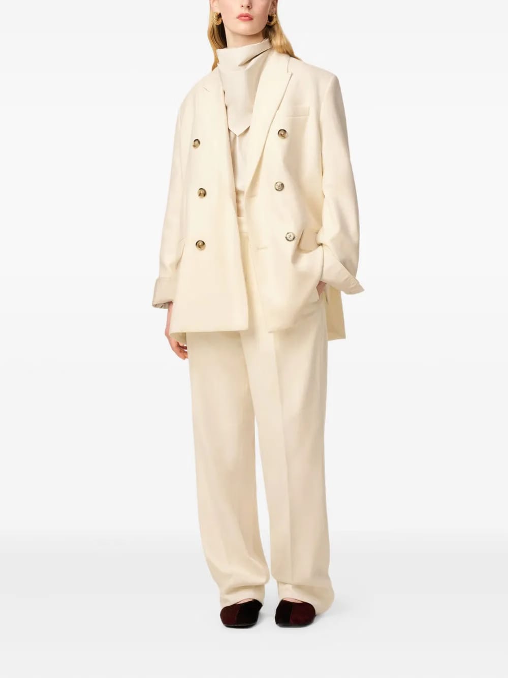 Loose double-breasted wool jacket