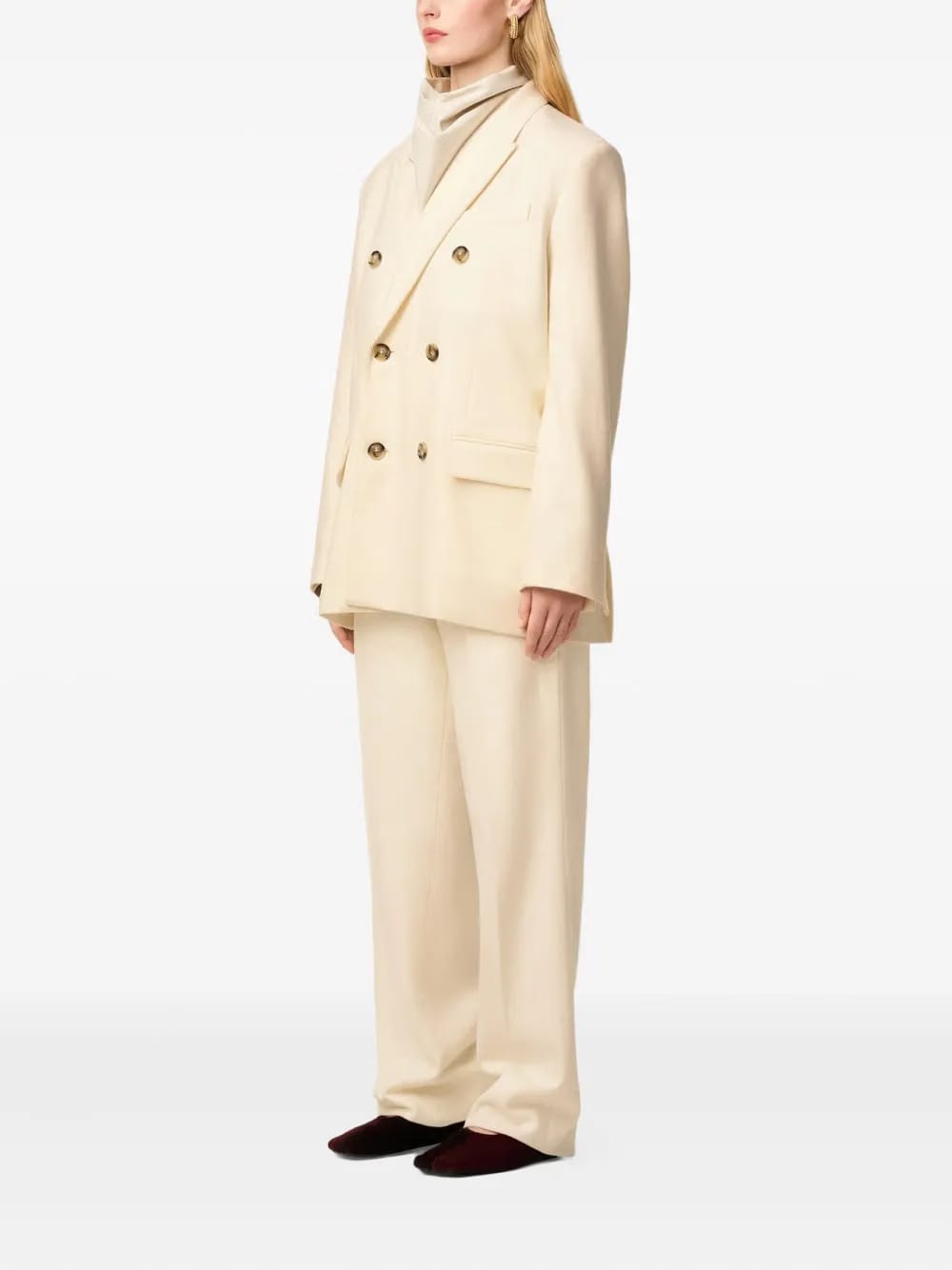 Loose double-breasted wool jacket