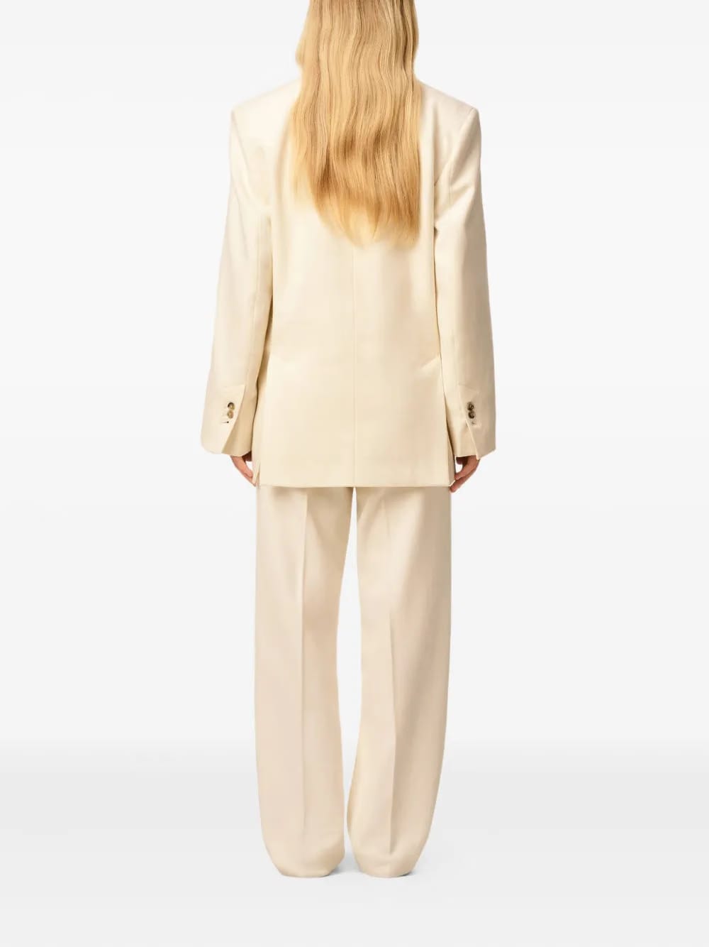 Loose double-breasted wool jacket