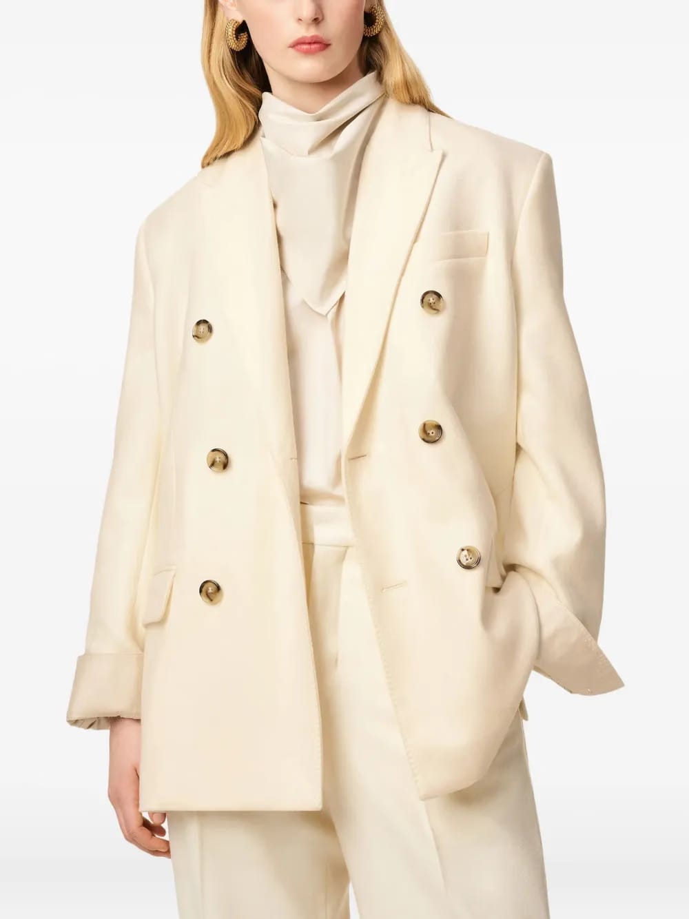 Loose double-breasted wool jacket