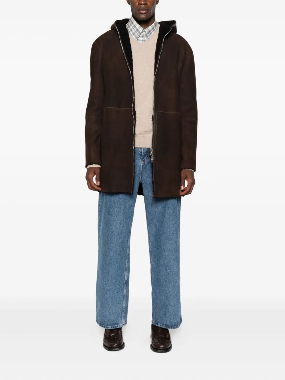 hooded zip-up coat